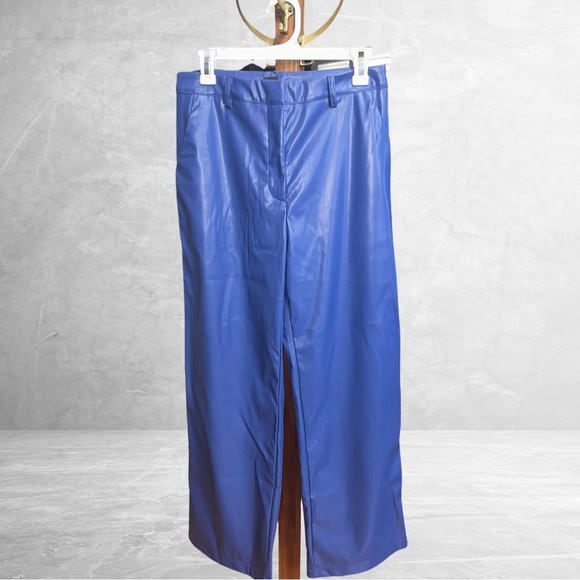 Stylewe Royal Blue vegan Leather Wide Leg Pants NWT. 8 - Picture 2 of 8